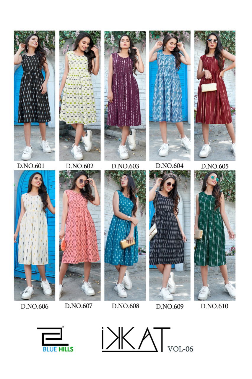 Blue Hills Ikkat Special 2 Designer Rayon Printed Fancy Kurtis Collection
